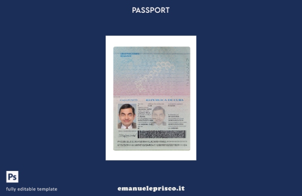 modello presente del passaporto cubano in stile verificato